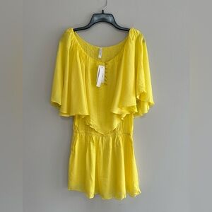 VIX x Paul Hermanny NWT Swimwear Solid Ana Short Coverup Dress in Yellow, size L